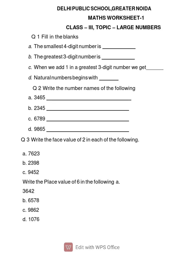 worksheet 1 class 3 pdf