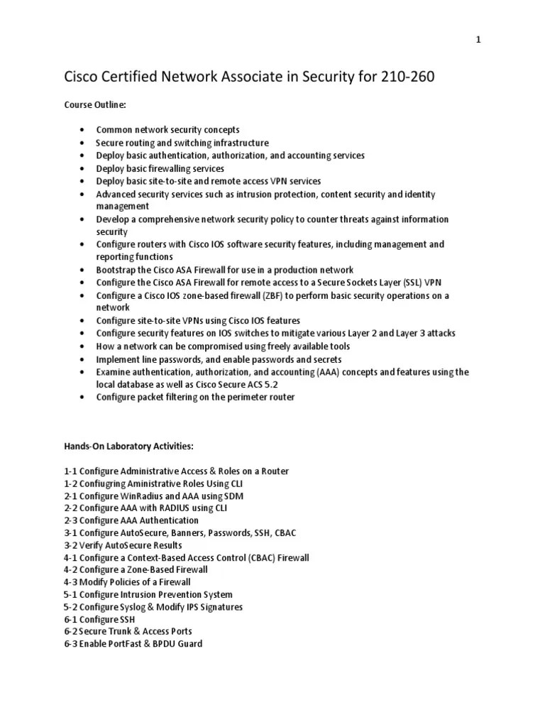 CCNA Security 210-260 | PDF | Virtual Private Network | Firewall ...