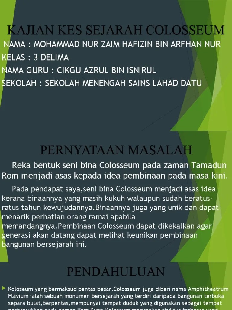 Seni bina tamadun rom tingkatan 1. Kajian Kes Sejarah Colosseum Pdf