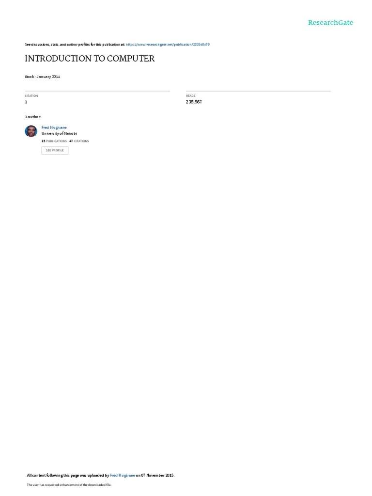 Introduction To Computer: January 2014 | PDF | Microcomputers | Network ...