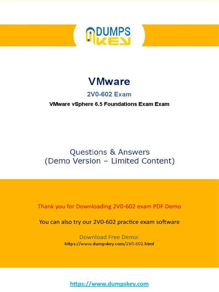 VMware 2V0-602 Exam Questions & Answers PDF - A Comprehensive Study Guide For The VMware VSphere ...
