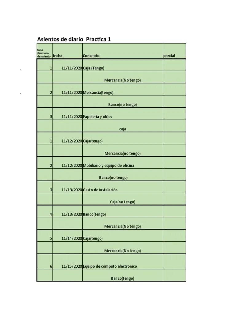 Practica 1 Asientos De Diario | PDF | Bienes | Bancos