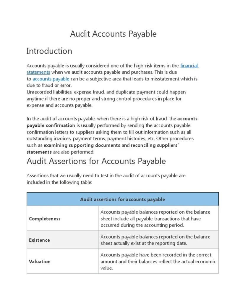 Audit AP Completeness | PDF | Accounts Payable | Internal Control