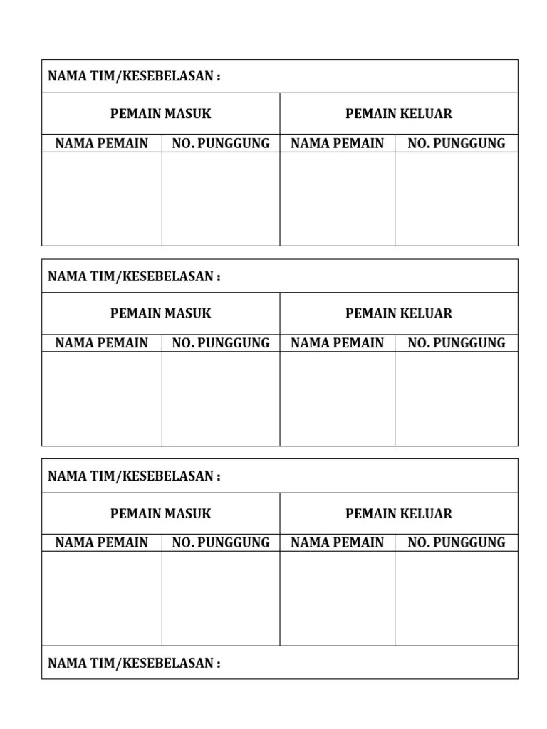 Format Pergantian Pemain | PDF