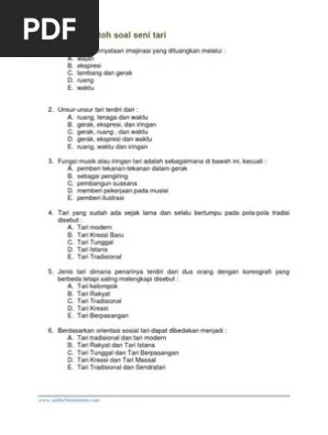 Sdn Jayamukti 01ulangan Harian Semester Iiseni Budaya Dan Keterampilantahun Ajaran 2015 2016nama In 2020 Microsoft Office Word Office Word Words 1  Feb 12 2020 Soal seni tari kelas 7 dan kunci jawaban.