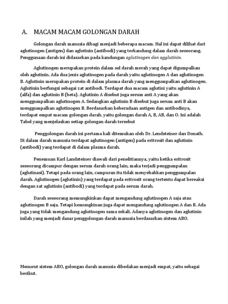 Macam Macam Golongan Darah | PDF