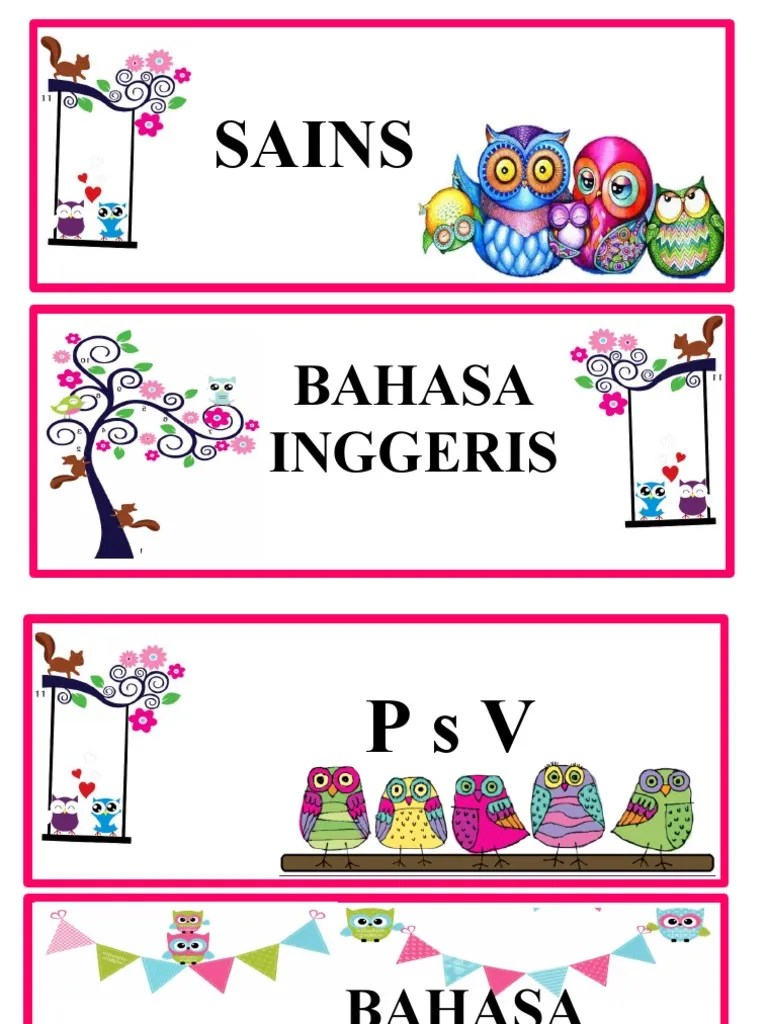 Untuk tampalan hiasan papan tanda kelas by adilah_ii. Label Mata Pelajaran Papan Kenyataan Pdf