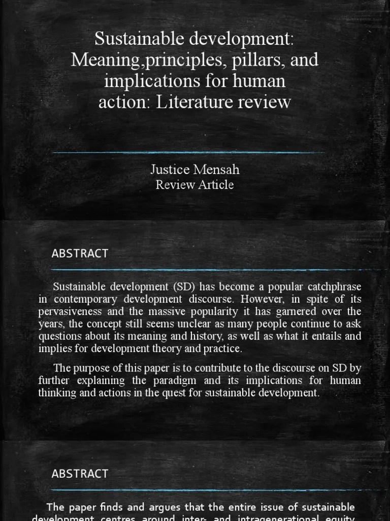 Sustainable Development: Meaning, Principles, Pillars, And Implications For Human Action ...