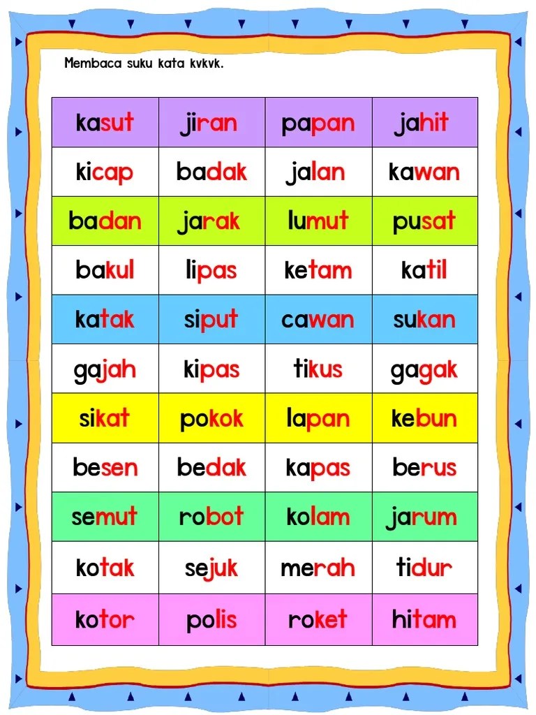 Diri saya sub tema : Membaca Suku Kata Kv Kvk Pdf