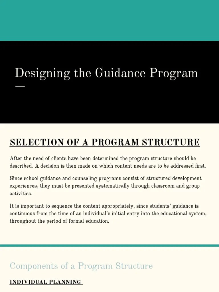 Designing The Guidance Program | PDF | School Counselor | Curriculum