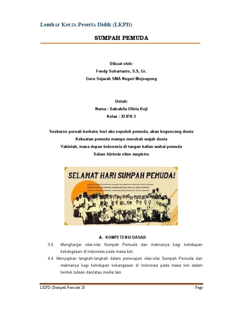 LKPD Sejarah Indonesia Xi - Sumpah Pemuda | PDF