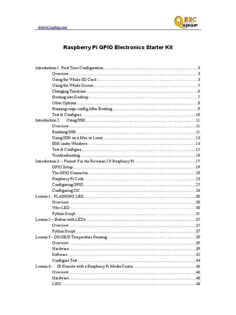 Raspberry Pi Kit Manual1 | PDF | Raspberry Pi | Secure Shell