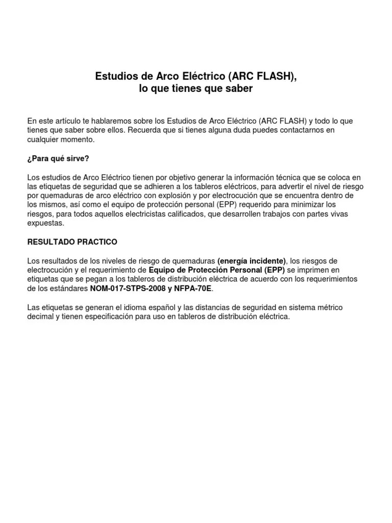 Estudios De Arco Eléctrico | PDF