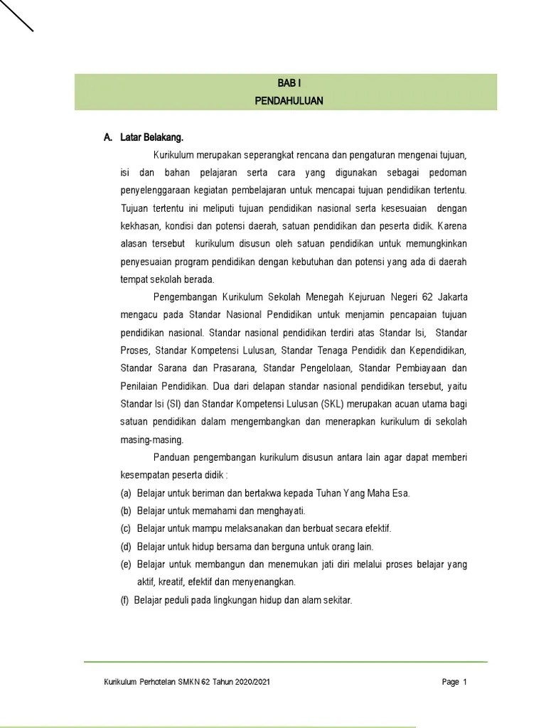 Kurikulum Akomodasi Perhotelan 2020 - 2021 | PDF