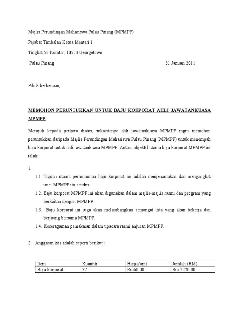 Contoh Proposal Permohonan Baju Seragam – Lukisan