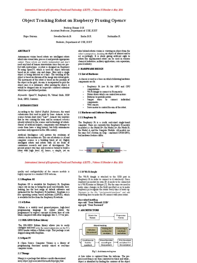 Object Tracking Robot Onraspberry Pi Using Opencv | PDF | Raspberry Pi ...