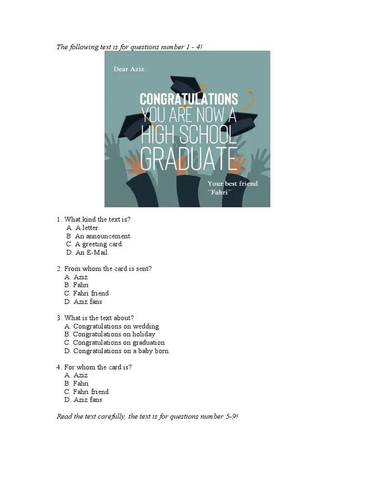 Latihan Soal Greeting Card | PDF