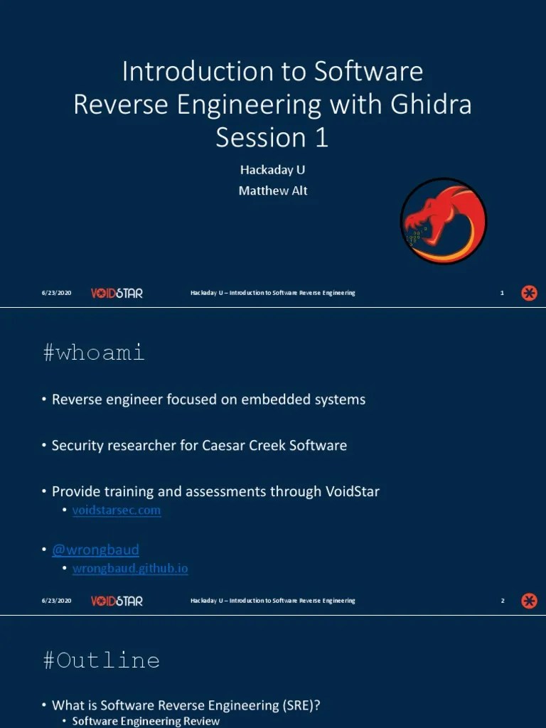 Introduction To Software Reverse Engineering With Ghidra Session 1 ...
