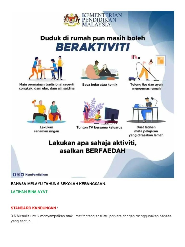 Latihan Bahasa Melayu Tahun 6 Bina Ayat - Latihan Bina Ayat Bahagian A Worksheet Otosection