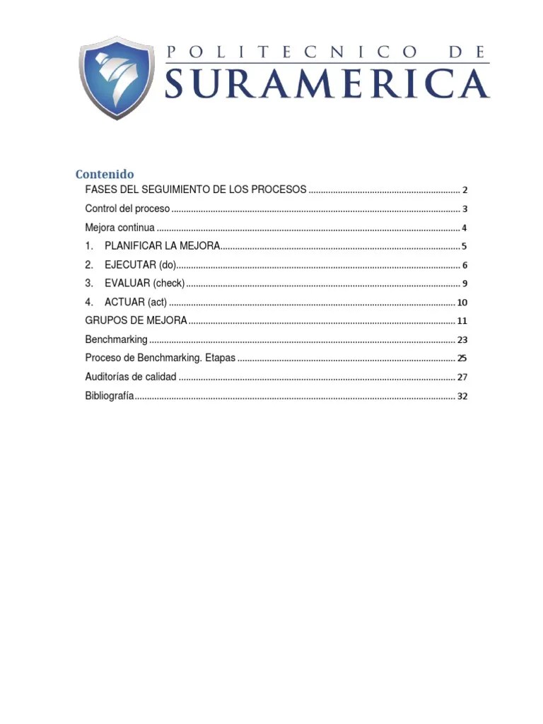 Control Y Mejora Continua De Los Procesos | PDF | Benchmarking ...