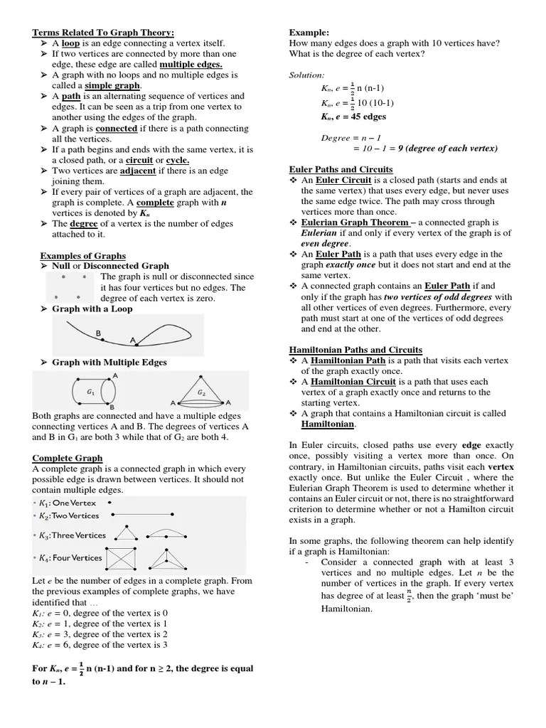 Graph Theory Notes PDF | PDF | Vertex (Graph Theory) | Theoretical ...