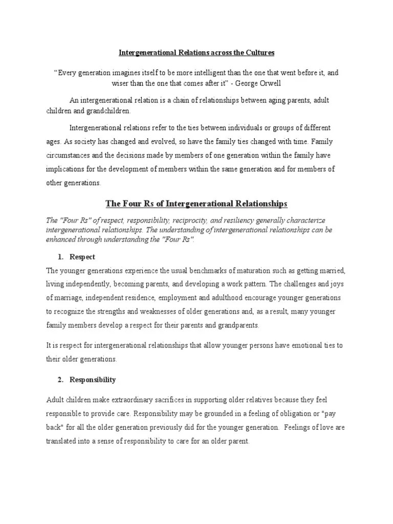 Intergenerational Relations Across Cultures | PDF | Grandparent | Family