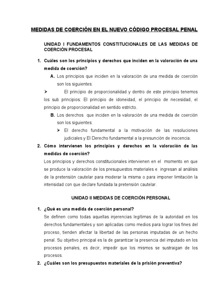 Medidas De Coerción En El Nuevo Código Procesal Penal | PDF | Derecho ...