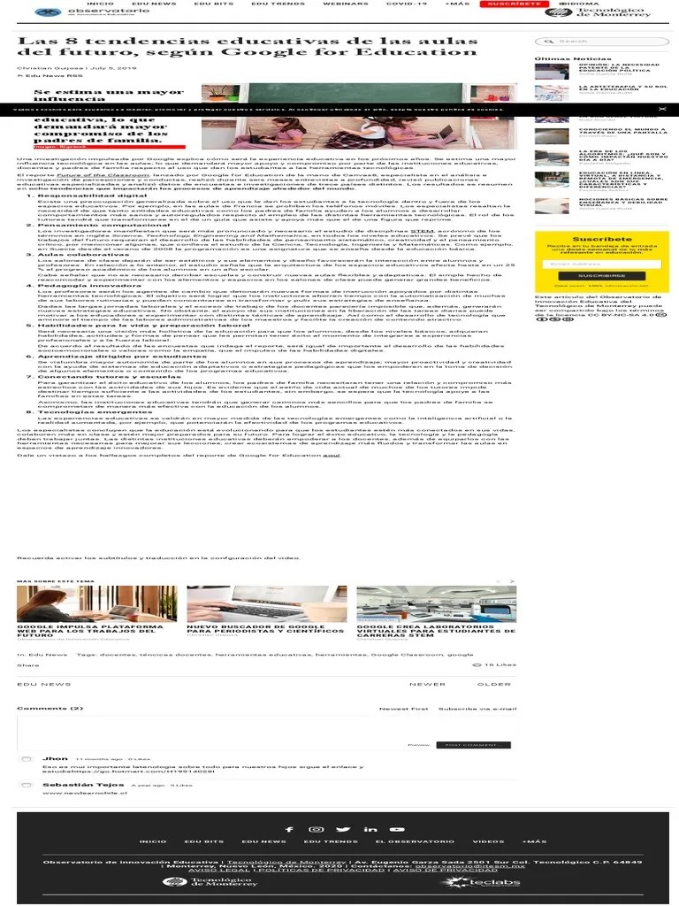 05.1 - Las 8 Tendencias Educativas De Las Aulas Del Futuro PDF | PDF ...