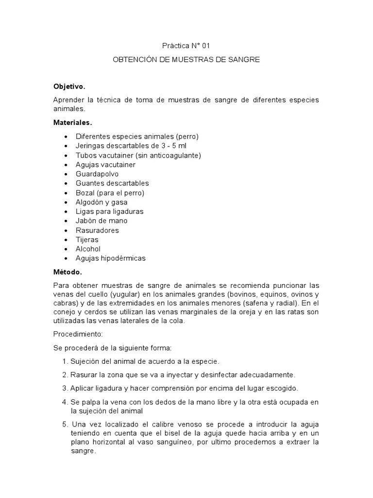 Practica 01 Muestra Sangre | PDF