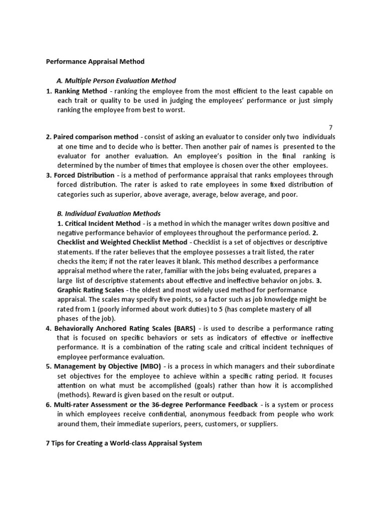 Performance Appraisal Method HRM | PDF | Performance Appraisal | Business