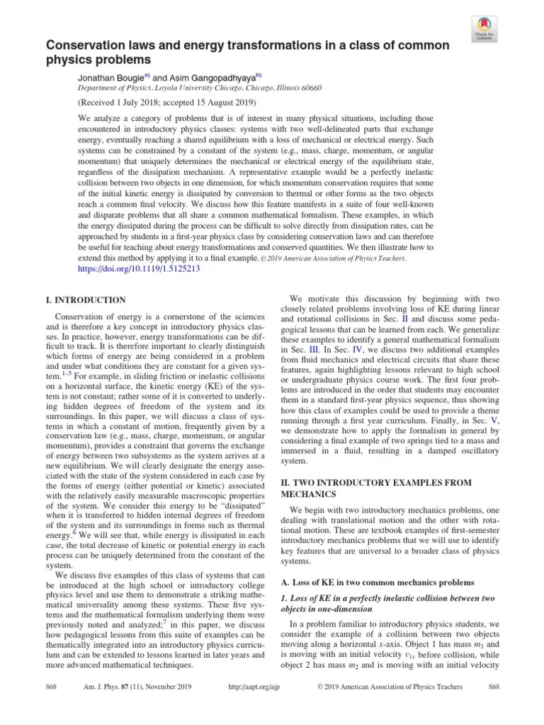 Conservation Laws And Energy Transformations | PDF | Collision | Momentum