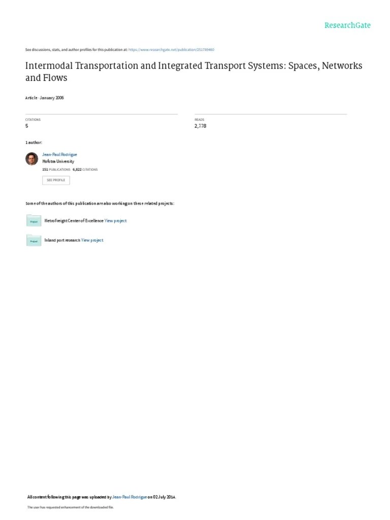 Intermodal Transportation And Integrated Transport Systems: Spaces, Networks And Flows | PDF ...