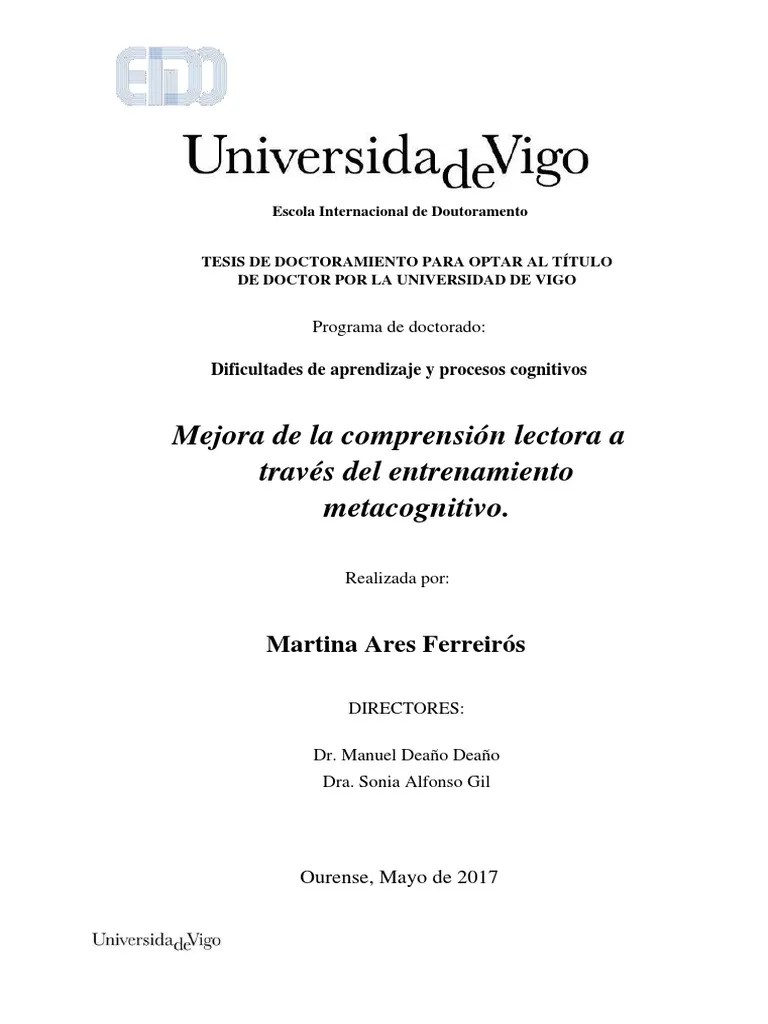 Mejora De La Comprensión Lectora A Través Del Entrenamiento PDF | PDF ...