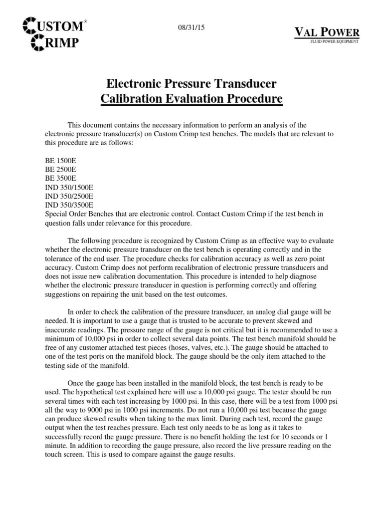 Calibrate Pressure Transducer Guide | PDF | Calibration