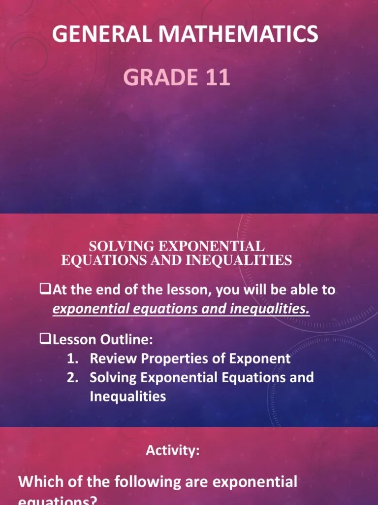 Gen Math Module 6 Solving Exponential Equation And Inequalities ...