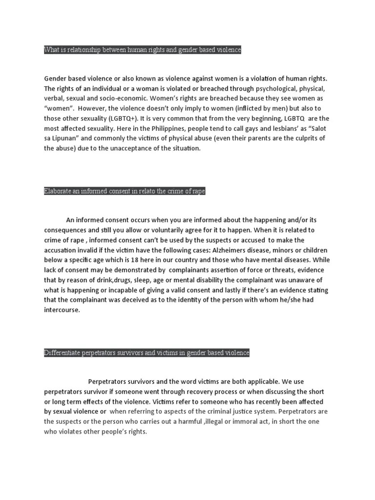 What Is Relationship Between Human Rights And Gender Based Violence | PDF