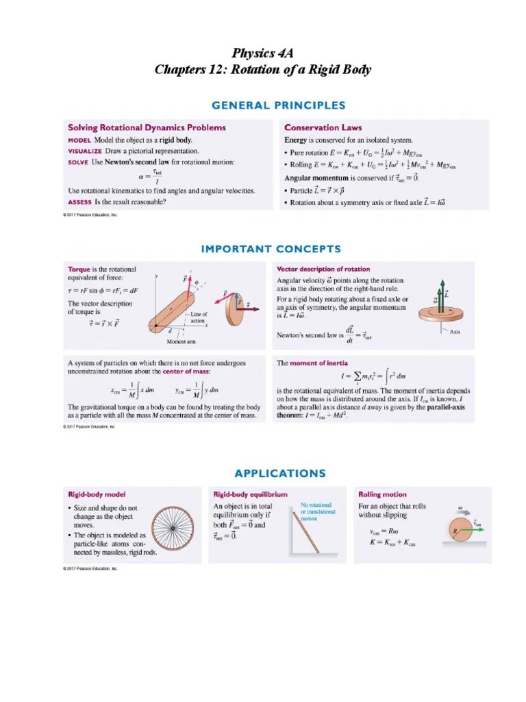 Chapter 12 - Rotation Of A Rigid Body - Solutions | PDF | Rotation Around A Fixed Axis | Torque