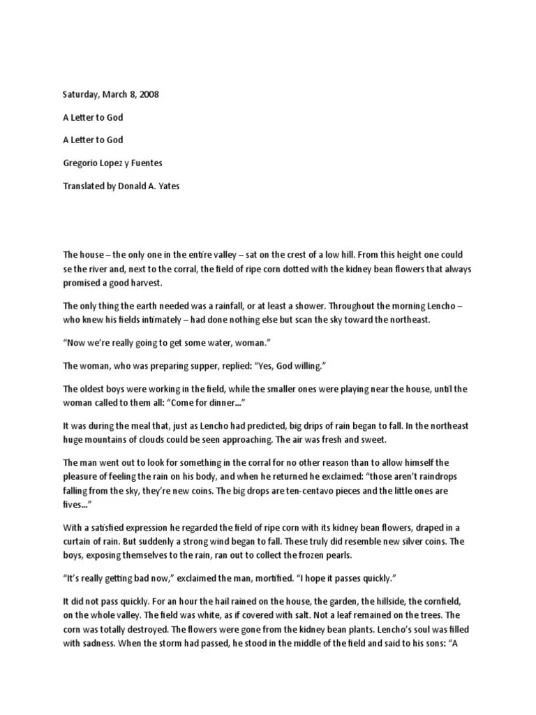 A letter to god