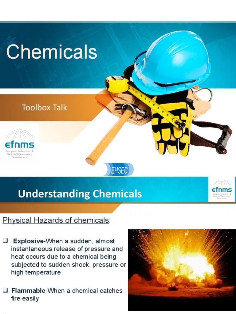 EHSEC Toolbox Talk Chemicals | PDF | Determinants Of Health | Safety