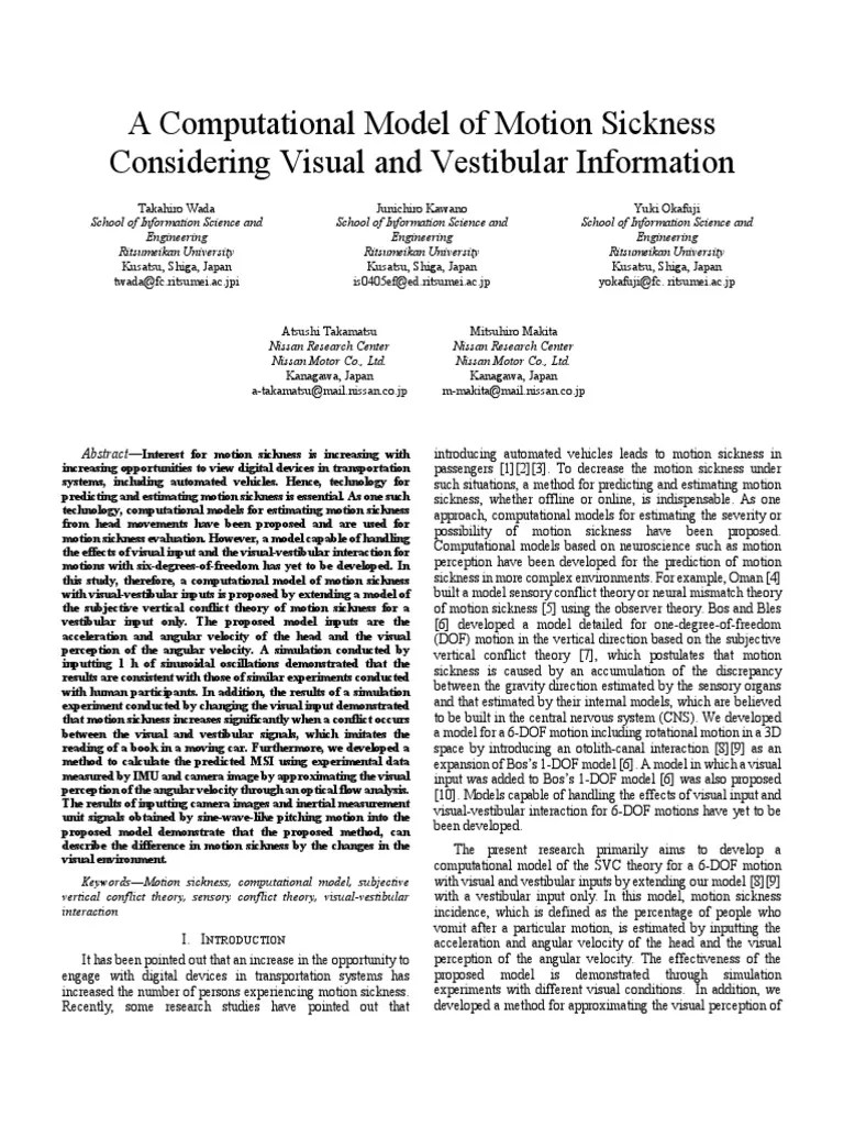 A Computational Model Of Motion Sickness Considering Visual And ...