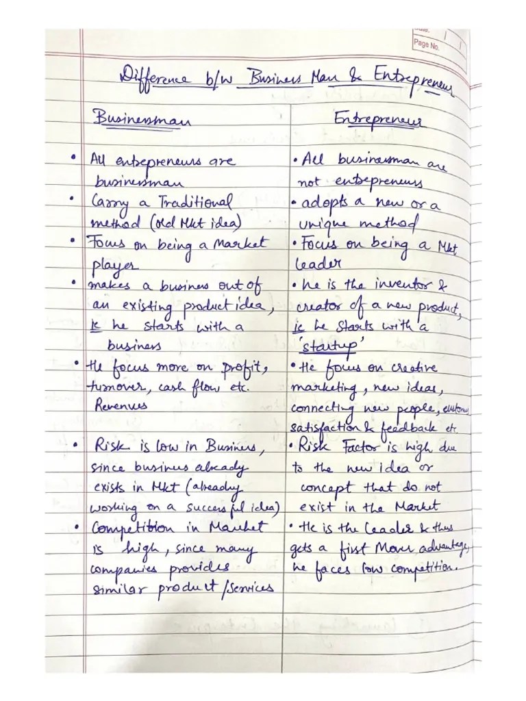 Difference - Businessman & Entrepreneur PDF | PDF