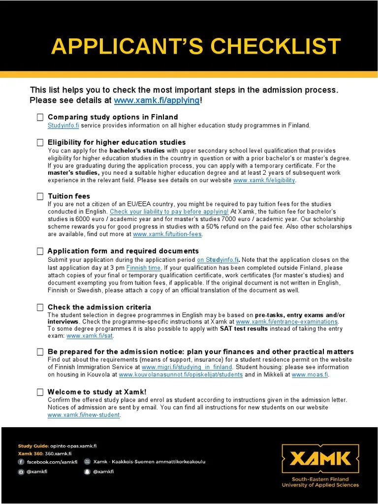 Applicants Checklist | PDF | University And College Admission | Academic Degree