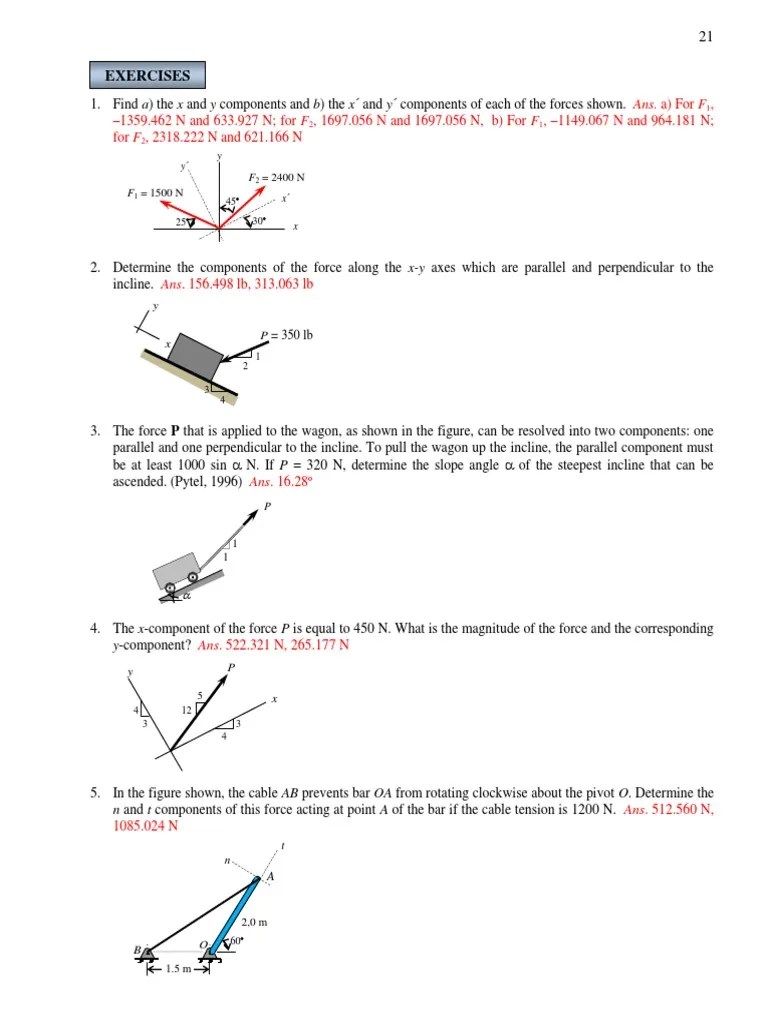 SAMPLE PROBLEMS Finding Rectangular Components Of A Force | PDF ...