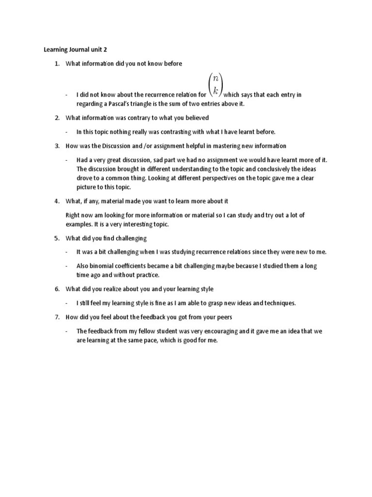 Learning Journal Unit 2 | PDF