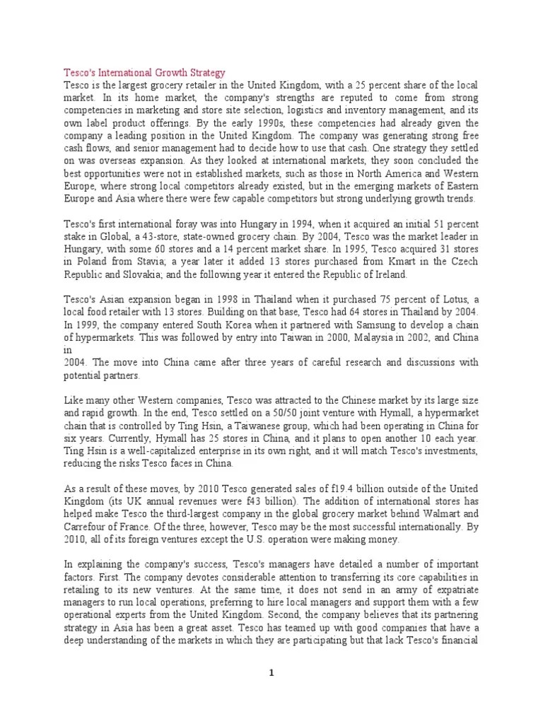Case Study On Tesco | PDF | Tesco | Grocery Store