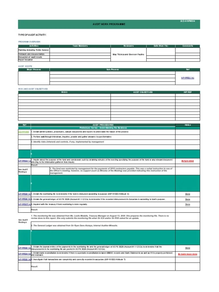 Audit Work Program Template | PDF | Cheque | Payments