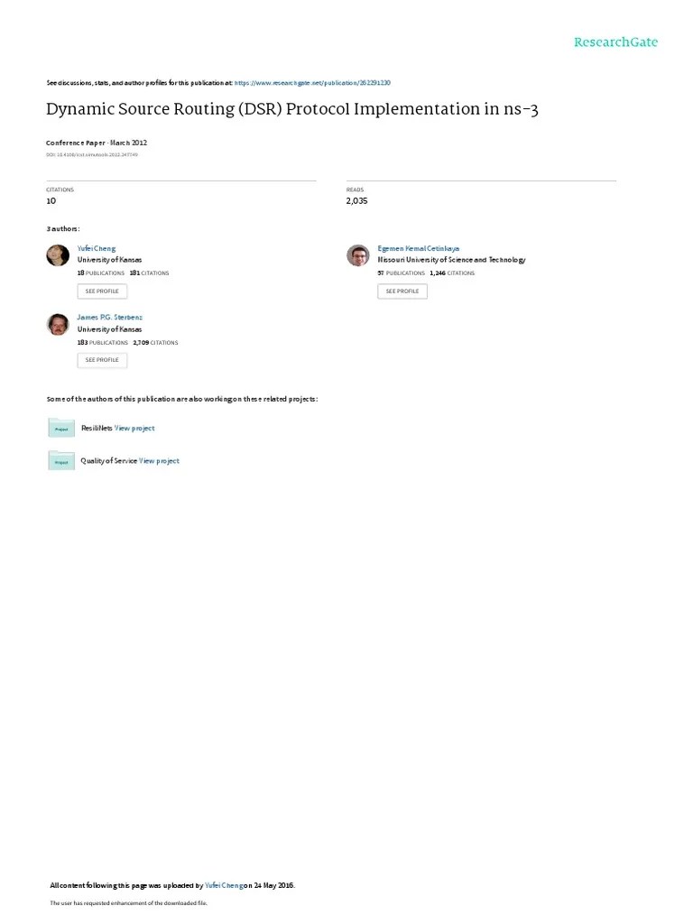 Dynamic Source Routing DSR Protocol Implementation | PDF | Wireless Ad ...