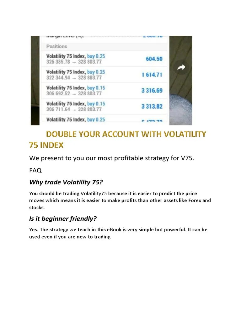 Volatility 75 Trading Strategy PDF | PDF