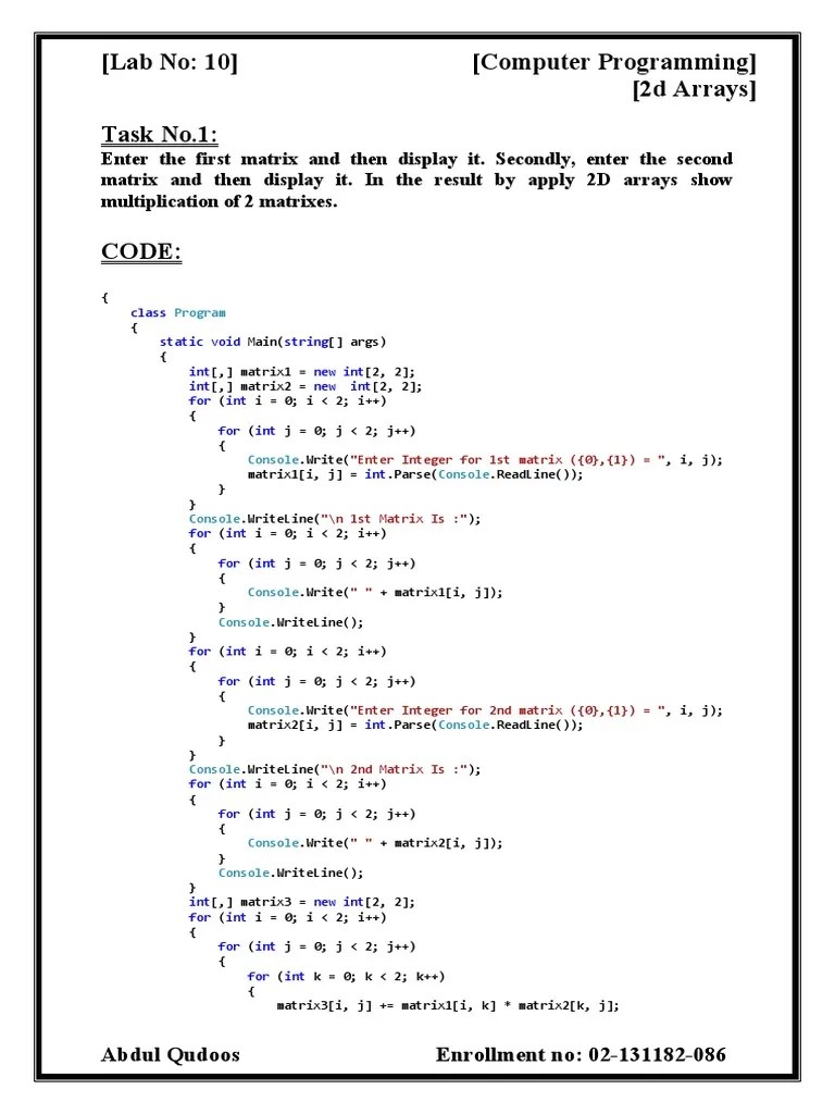 Lab 10 Computer Programming | PDF | Integer (Computer Science ...