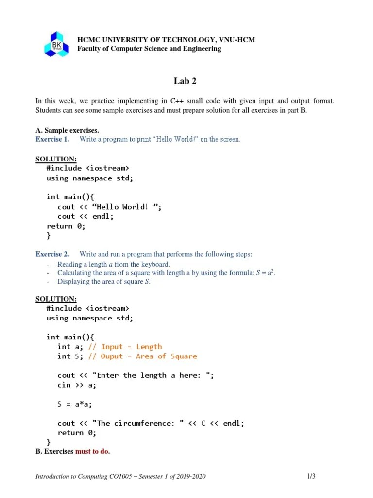 Lab 2 - InputOutput PDF | PDF | Numbers | Integer